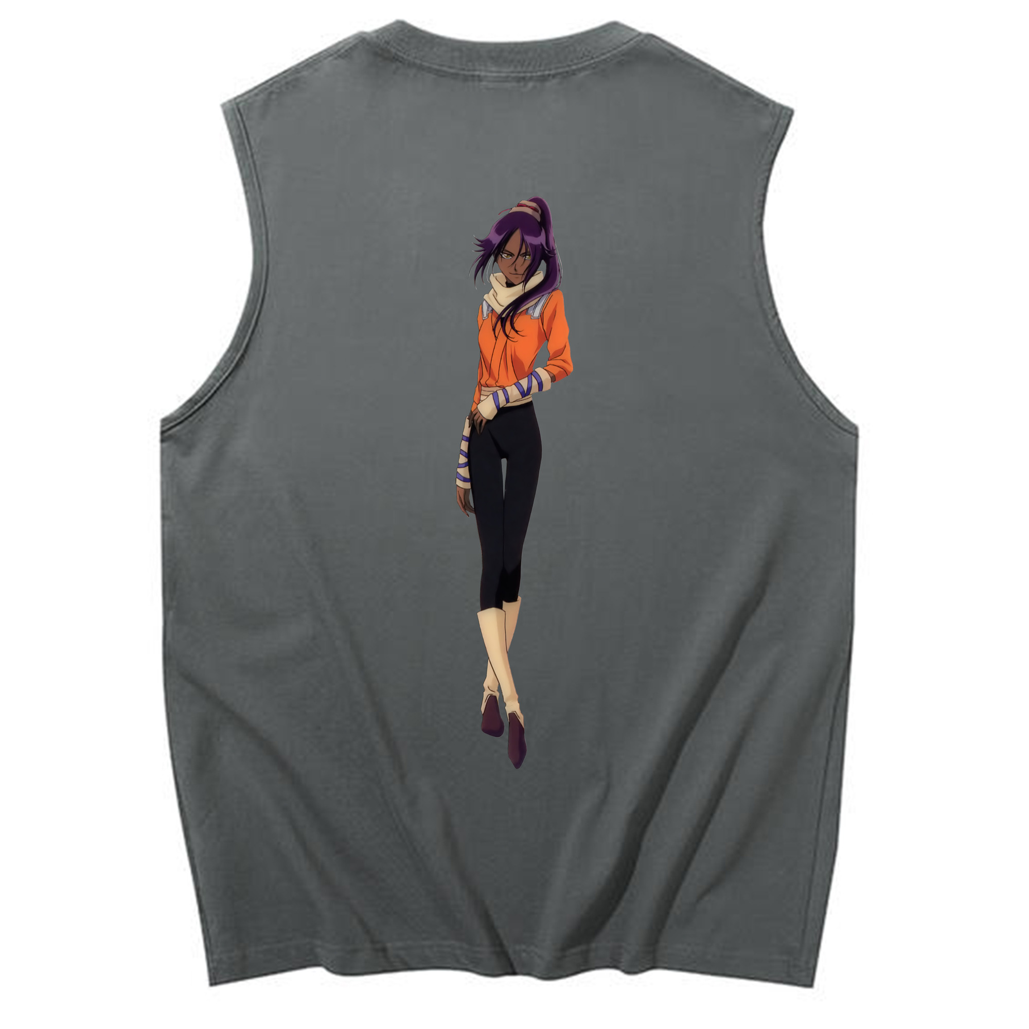 （画像用） ブリーチ 四楓院 夜一（しほういん よるいち） BLEACH Shihouin Yoruichi コットン100％タンクトップ（背面プリント）